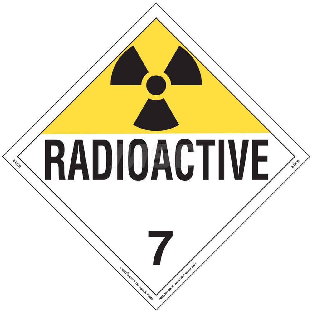 DOT Placards & Holders; Type: Placard; Legend: Radioactive; Legend: Radioactive; Material: Vinyl; Message or Graphic: Radioactive; Legend Color: Yellow; Material: Vinyl; Compliance Specifications: DOT 49 CFR 172.519; Placard Coating: UV; Language: English