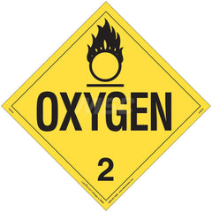 DOT Placards & Holders; Type: Placard; Legend: Oxygen; Legend: Oxygen; Material: Vinyl; Message or Graphic: Oxygen; Legend Color: Yellow; Material: Vinyl; Compliance Specifications: DOT 49 CFR 172.519; Placard Coating: UV; Language: English; Language: Eng