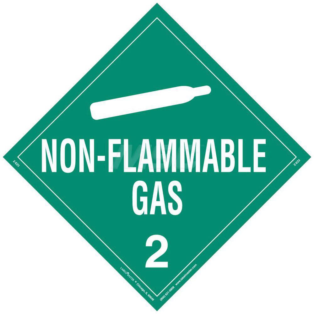 DOT Placards & Holders; Type: Placard; Legend: Non-Flammable Gas; Legend: Non-Flammable Gas; Material: Vinyl; Message or Graphic: Non-Flammable Gas; Legend Color: Green; Material: Vinyl; Compliance Specifications: DOT 49 CFR 172.519; Placard Coating: UV;