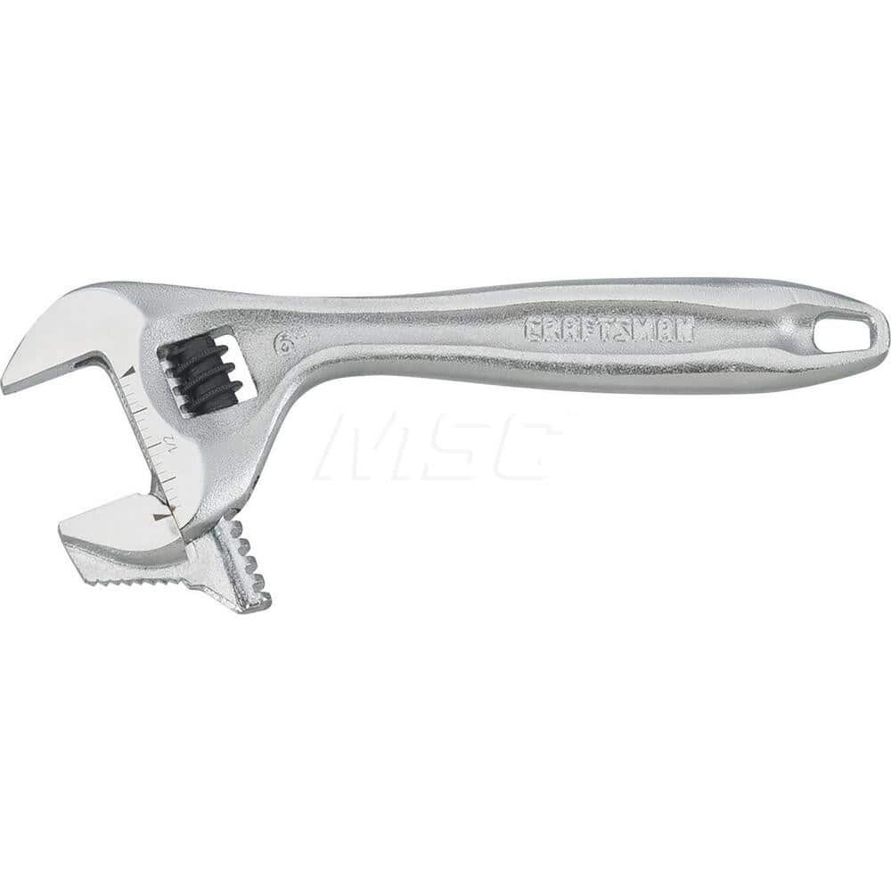 Adjustable Wrench: 8″ OAL Steel, Polished Chrome Finish