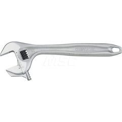 Adjustable Wrench: 12″ OAL Steel, Polished Chrome Finish