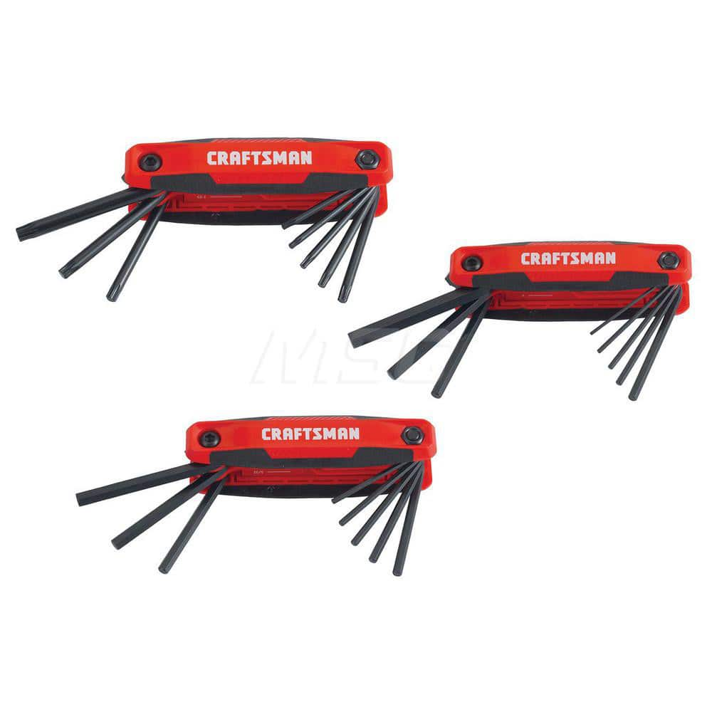 Hex Key Sets; Tool Type: Hex; Handle Type: Folding; Measurement Type: Inch & Metric; Hex Size Range (Inch): 5/64 - 1/4; Hex Size Range (mm): 1.5 - 8; Torx Size Range: T9 - T40; Finish Coating: Black Oxide