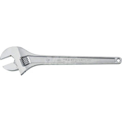 Adjustable Wrench: 18″ OAL Steel, Polished Chrome Finish