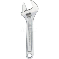 Adjustable Wrench: 6″ OAL Steel, Polished Chrome Finish