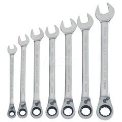 Wrench Set: 7 Pc, Metric Polished Chrome Finish