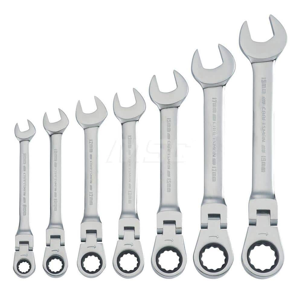 Wrench Set: 7 Pc, Metric Polished Chrome Finish