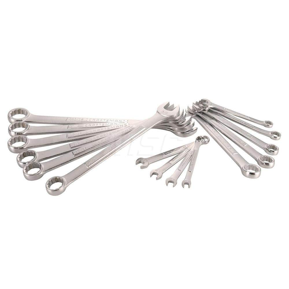 Wrench Set: 15 Pc, Inch Chrome-Plated