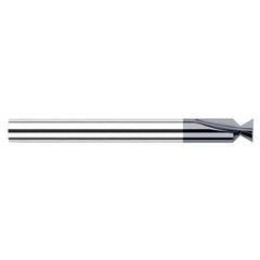 Dovetail Cutters - 0.1130″ Cutter Diameter × 0.0310″ (1/32″) Radius × 48° included Carbide Dovetail Cutter without Drop Hole Allowance, 2 Flutes, AlTiN Coated
