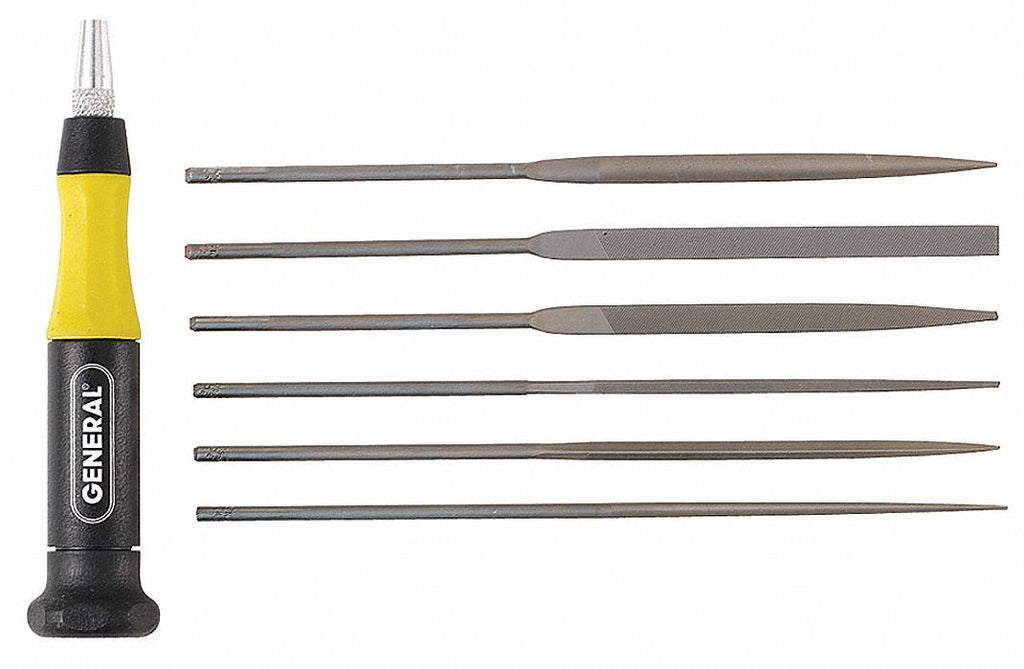 5-1/2" Swiss Pattern Needle File Set with Natural Finish; Number of Pieces: 6 - Eagle Tool & Supply