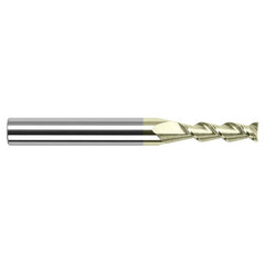 High Helix End Mills for Aluminum Alloys - 0.0620″ (1/16″) Cutter Diameter × 0.0860″ Length of Cut Carbide 45° Helix Square End Mill, 2 Flutes, ZrN Coated - Exact Industrial Supply