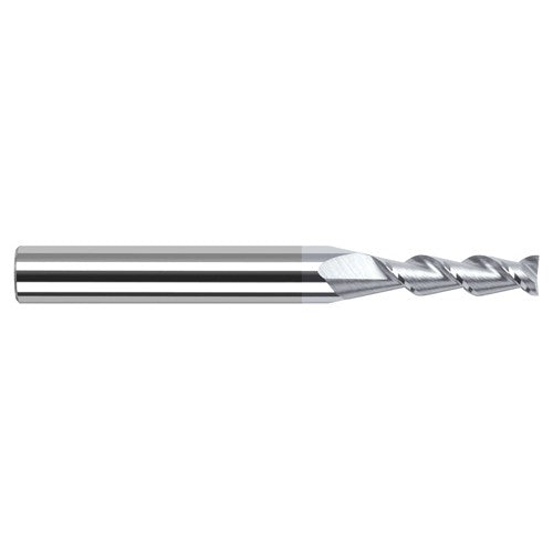 High Helix End Mills for Aluminum Alloys - 0.0500″ Cutter Diameter × 0.2500″ (1/4″) Length of Cut Carbide 45° Helix Square End Mill, 2 Flutes, TiB2 Coated - Exact Industrial Supply