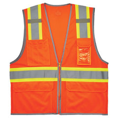 8246Z 4/5 XL Orange 2-Tone Mesh Vest Type R Class 2 W/ Reflective - Eagle Tool & Supply