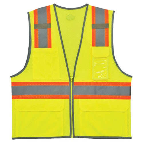 8246Z 2/3 XL Lime 2-Tone Mesh Vest Type R Class 2 W/ Reflective - Eagle Tool & Supply