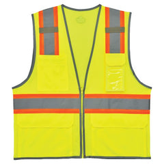8246Z 2/3 XL Lime 2-Tone Mesh Vest Type R Class 2 W/ Reflective - Eagle Tool & Supply