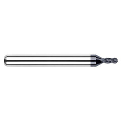 ‎0.035″ Dia. × 1/8″ Shank × 0.052″ DOC × 1-1/2″ OAL, Carbide AlTiN, Stub|Standard , 2 Flute, Ballnose End Mill - Exact Industrial Supply