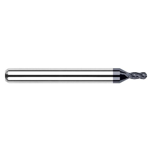 ‎0.04″ Dia. × 1/8″ Shank × 0.06″ DOC × 1-1/2″ OAL, Carbide AlTiN, Stub|Standard , 2 Flute, Ballnose End Mill - Exact Industrial Supply