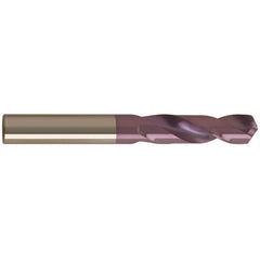 #34 Dia. x #34 Shank × 16 mm Flute Length × 46 mm OAL, 3xD, 118°, nano-FIREX, 2 Flute, External Coolant, Round Solid Carbide Drill - Eagle Tool & Supply