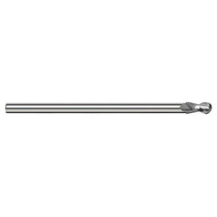 7/16″ Dia. × 3/8″ Shank × 21/32″ DOC × 6″ OAL, Carbide Uncoated, 2 Flute, Ballnose End Mill - Exact Industrial Supply