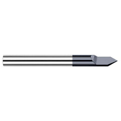 Engraving Cutters - 0.1250″ (1/8″) Shank Diameter × 30° included Carbide Pointed Engraver DE, 1 Flute, AlTiN Coated - Exact Industrial Supply