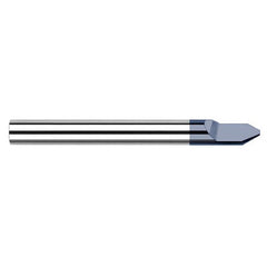 Engraving Cutters - 0.2500″ (1/4″) Shank Diameter × 0.0100″ Flat × 45° included Carbide Tipped Engraver, 1 Flute, AlTiN Coated - Exact Industrial Supply