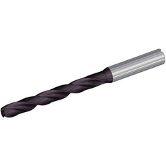 #30 Dia. × 0.236″ Shank × 2.09″ Flute Length × 3.66″ OAL, 132°, TiAlN, Coolant Thru, Round Solid Carbide Drill - Exact Industrial Supply