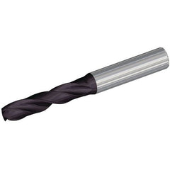 7 mm Dia. × 8 mm Shank × 34 mm Flute Length × 3.11″|79 mm OAL, 140°, TiAlN, Coolant Thru, Round Solid Carbide Drill - Exact Industrial Supply