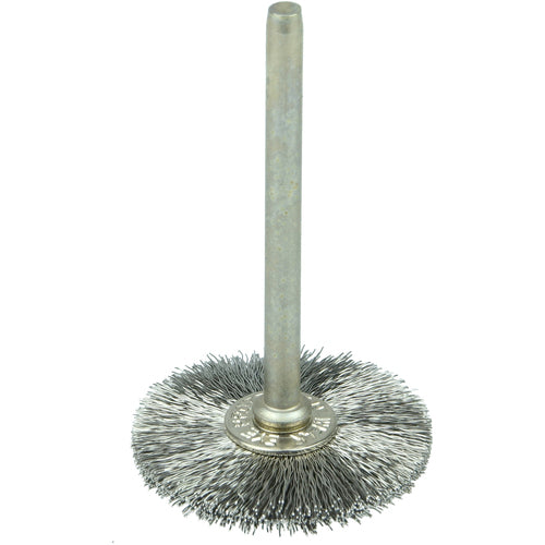 1″ Miniature Wire Wheel, .003″ Stainless Steel Fill, 1/8″ Stem - Eagle Tool & Supply