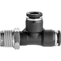 Value Collection - 1/2" OD, NPT Male, Nylon Push-to-Connect Male Run Tee - 150 Max psi, Black - Eagle Tool & Supply