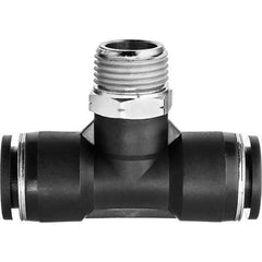 Value Collection - 10mm OD, NPT Male, Nylon Push-to-Connect Male Branch Tee - 150 Max psi, Black - Eagle Tool & Supply