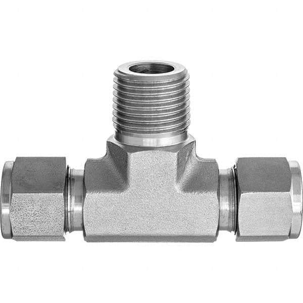 Value Collection - Metal Compression Tube Fittings Type: Male Branch Tee End Connections: Comp x Comp x MNPT - Eagle Tool & Supply