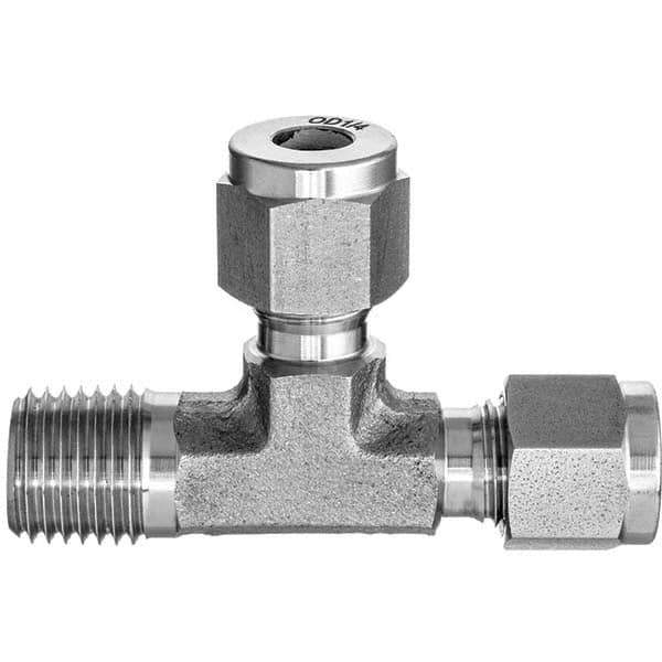 Value Collection - Metal Compression Tube Fittings Type: Male Run Tee End Connections: Comp x Comp x MNPT - Eagle Tool & Supply