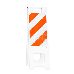 Barrier Parts & Accessories; Type: Sign Stand; Color: White; Height (Decimal Inch): 45.000000; Base Material: Polyethylene; Length (Inch): 3; Width (Inch): 13; Finish/Coating: White; For Use With: Indoor & Outdoor; Material: Plastic; Tape Color: Orange/Wh