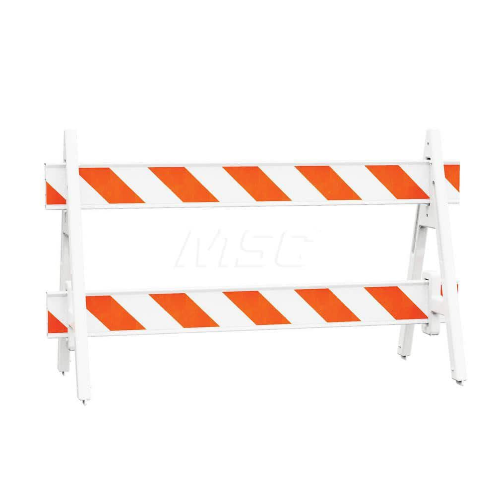 Pedestrian Barrier Kits; Type: A-Frame Barricade Set; Post/Base Material: Plastic; Rope/Chain Material: Polyethylene; Post/Base Color: White; Height (Inch): 42.0; Contents: (2) 28 in W x 42 in H Two White Plastic A-Frame Legs; (2) 10 ft L x 7.75 in H x 1.