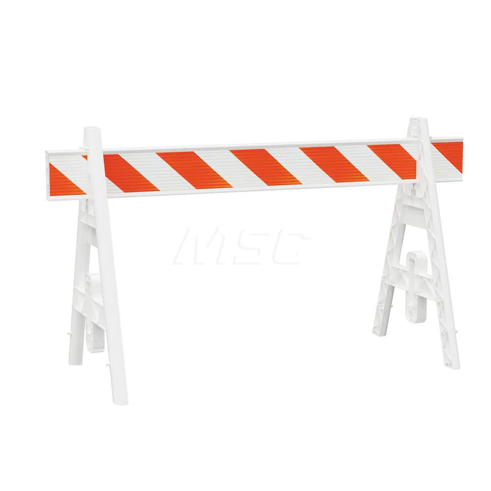 Traffic Barricades; Type: A-Frame; Barricade Height (Inch): 40; Material: Plastic; Barricade Width (Inch): 29; Reflective: Yes; Compliance: None; Color: White; Weight (Lb.): 6.0000; Top Panel Height (Inch): 8; Top Panel Width (Inch): 120; Additional Infor