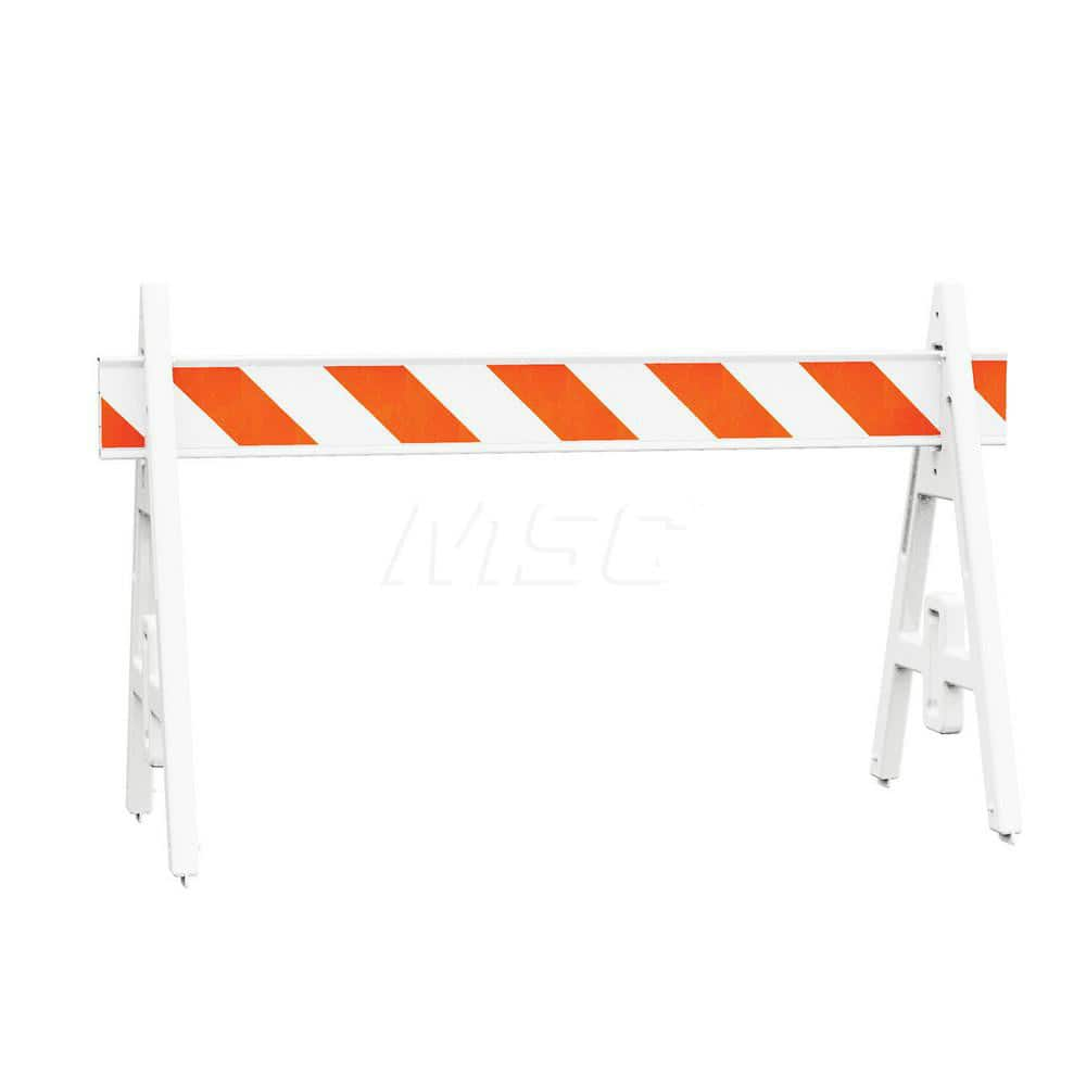 Traffic Barricades; Type: A-Frame; Barricade Height (Inch): 42; Material: Plastic; Barricade Width (Inch): 28; Reflective: Yes; Compliance: None; Color: White; Weight (Lb.): 5.0000; Top Panel Height (Inch): 8; Top Panel Width (Inch): 120