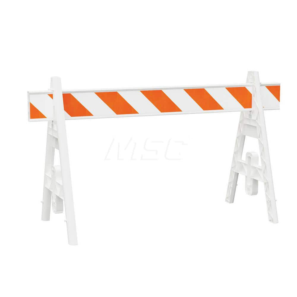 Traffic Barricades; Type: A-Frame; Barricade Height (Inch): 40; Material: Plastic; Barricade Width (Inch): 29; Reflective: Yes; Compliance: None; Color: White; Weight (Lb.): 6.0000; Top Panel Height (Inch): 8; Top Panel Width (Inch): 96