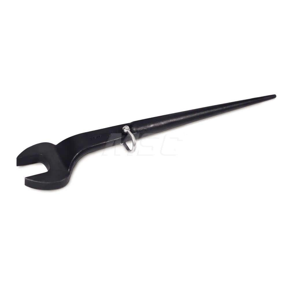 Tethered & Spud Handle Open End Wrench: Open End Head, 1-7/16″ 19-3/4″ OAL, Steel, Black Matte & Black Oxide Finish