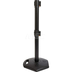 Free Standing Stanchion Post: 40″ High, 2-1/2″ Dia, Plastic & Polymer Post Recycled Rubber Round Base, Black