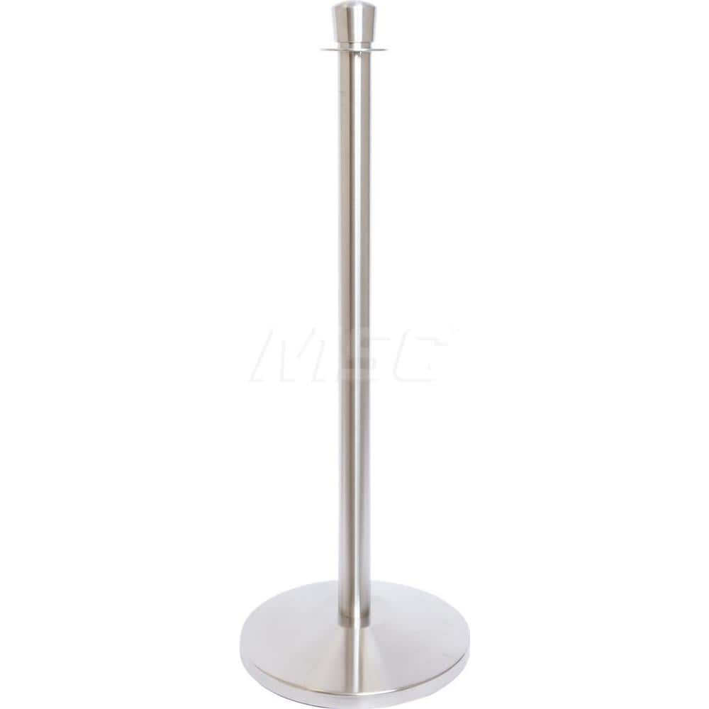 Free Standing Barrier Post: 40″ High, 2-1/2″ Dia, Steel Post Acrylonitrile Butadiene Styrene Plastic, Concrete & Stainless Steel Round & Standard Base, Black