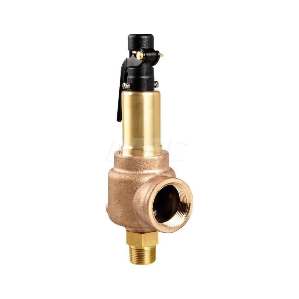 3/4 Mnpt X 1 Fnpt Series 740-Ec Asme Section Viii Safety Valve With (E) Orifice, Metal Seat, Open Lever, For Air/Gas Service Set 100 Psi