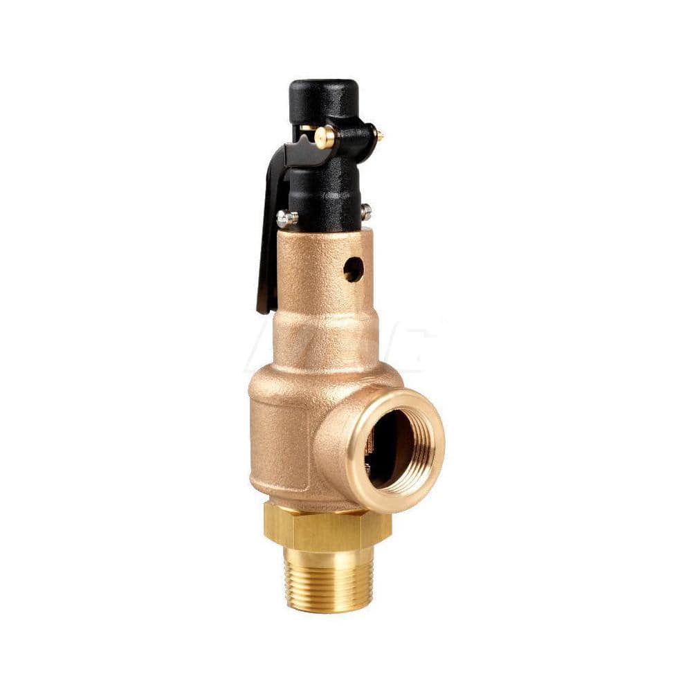 1 Mnpt X 1-1/4 Fnpt Brass/Bronze Series 570-Fe Asme Section Viii Safety Valve With (F) Orifice For Steam Service, Metal Seat & Open Lever Set 75 Psi