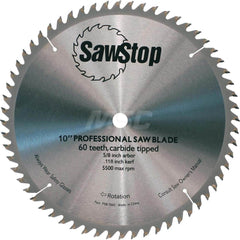 Wet & Dry Cut Saw Blade: 10″ Dia, 5/8″ Arbor Hole, 0.079″ Kerf Width, 60 Teeth Solid Carbide Teeth, Use on Wood, Standard Arbor