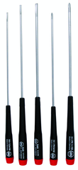 5 Piece - Precision Long Slotted & Phillips Screwdriver Set - #26192 - Includes: Slotted 2.5 - 4.0mm Phillips #0 - 1 - Eagle Tool & Supply