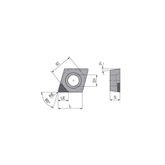 Turning Insert:  CCGW2155FNA3Q CTDPS30,  Polycrystalline Diamond Uncoated Finish,  Neutral,  1/4″ Inscribed Circle,  0.0079″ Corner Radius,  80.0 &deg N/A Diamond,  Series  CCGW