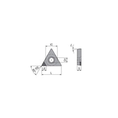 Turning Insert:  TCGW2151TN012DA4,  Polycrystalline Cubic Boron Nitride Uncoated Finish,  Neutral,  1/4″ Inscribed Circle,  0.0157″ Corner Radius,  60.0 &deg N/A Triangle,  Series  TCGW