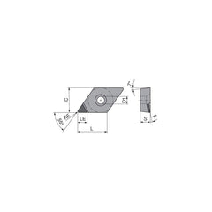 Turning Insert:  DCGT32.52FN_A3 CTBH40U,  Polycrystalline Cubic Boron Nitride TiN Finish,  Neutral,  0.0315″ Corner Radius,  55.0 &deg N/A Diamond,  Series  DCGT
