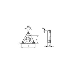 Turning Insert:  TCGW18155ENC3 CTBH20C,  Polycrystalline Cubic Boron Nitride TiCN Finish,  Neutral,  0.0079″ Corner Radius,  60.0 &deg N/A Triangle,  Series  TCGW