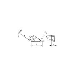 Turning Insert:  VPET1003008FR WUU7610,  Solid Carbide Uncoated Finish,  Right Hand,  1/4″ Inscribed Circle,  0.0031″ Corner Radius,  35.0 &deg N/A Diamond,  Series  VPET