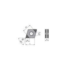 Turning Insert:  CNGA433SN009BL2,  Polycrystalline Cubic Boron Nitride Uncoated Finish,  Neutral,  1/2″ Inscribed Circle,  0.0472″ Corner Radius,  80.0 &deg N/A Diamond,  Series  CNGA