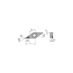 Turning Insert:  VCGT222FN_A3 CTDPD20,  Polycrystalline Diamond Uncoated Finish,  Neutral,  1/4″ Inscribed Circle,  0.0315″ Corner Radius,  35.0 &deg N/A Diamond,  Series  VCGT